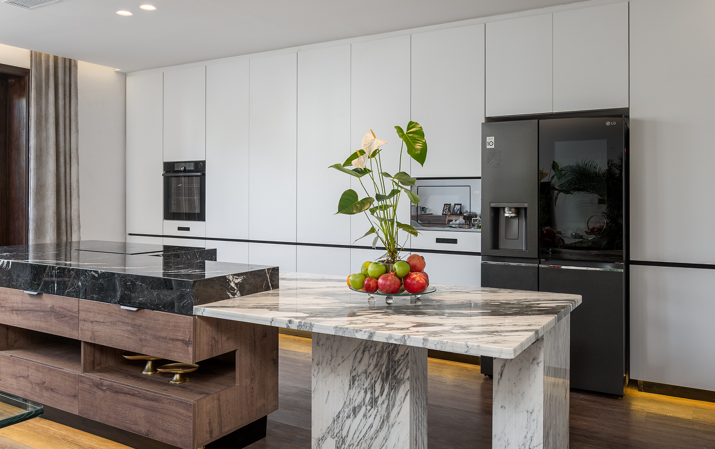 Modern white kitchen with island
